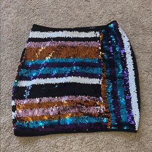 Privy Sequin Mini Skirt Black and Blue